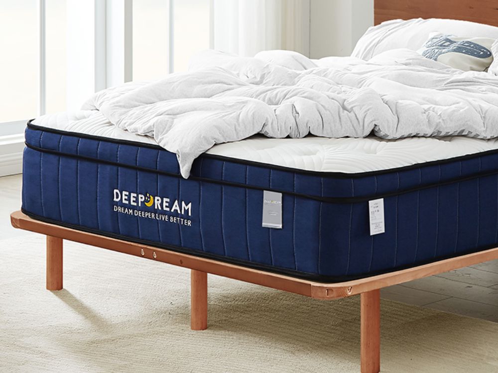 Cali Bed Frame Walnut + Deep Dream Premium Mattress Combo