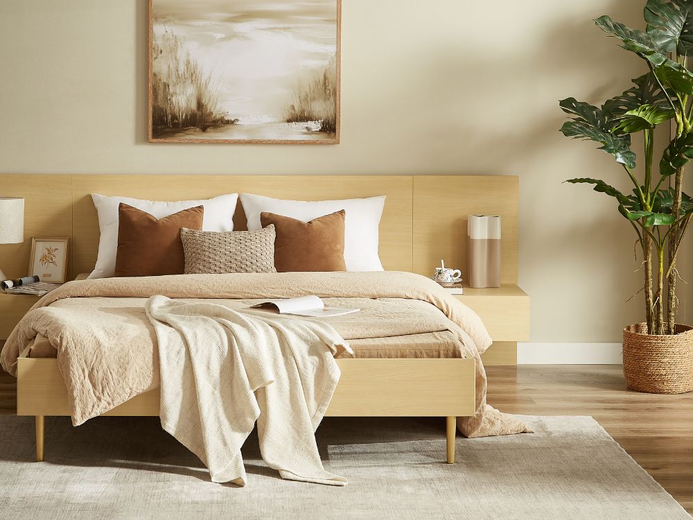 Eve Bed Frame with 2 Bedside Tables Set - Natural