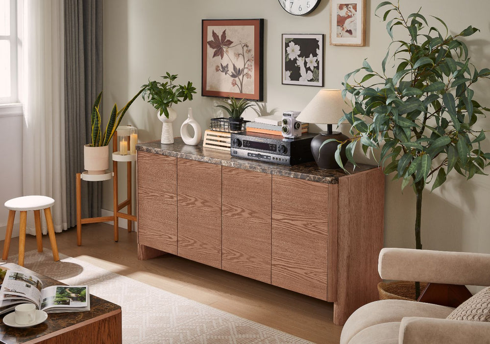 Hank Marble Sideboard - Walnut