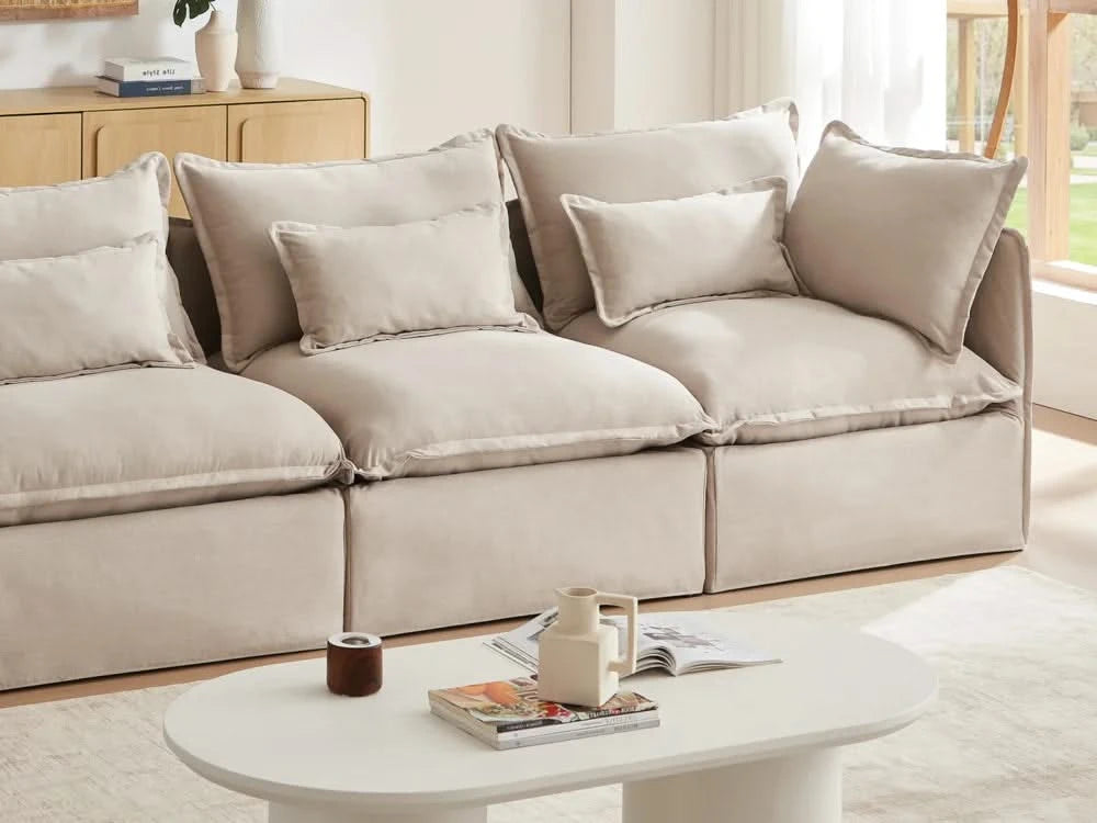 Lifely Modular 9 Seater U Sectional Sofa Ottoman - Linen Beige