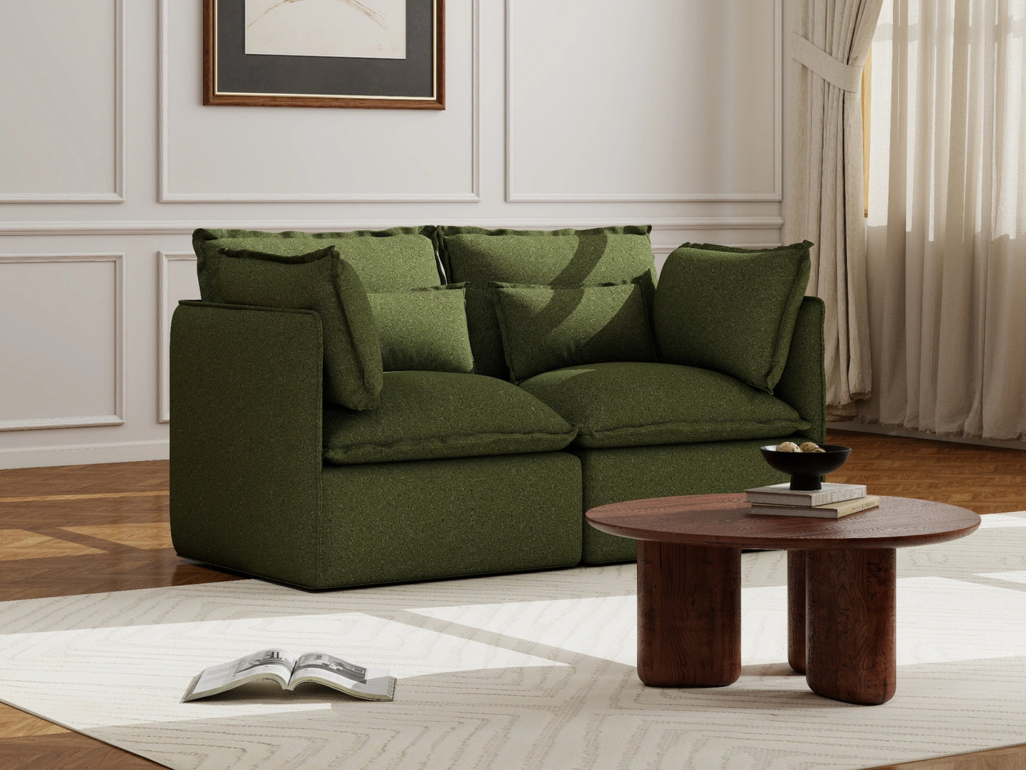 Lifely Modular 2 Seater Sofa - Olive Green