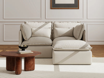 2 Seater / Sofa + Ottoman / Linen Beige