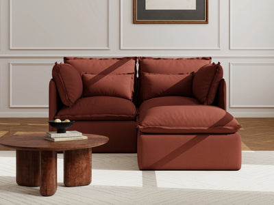 2 Seater / Sofa + Ottoman / Rust