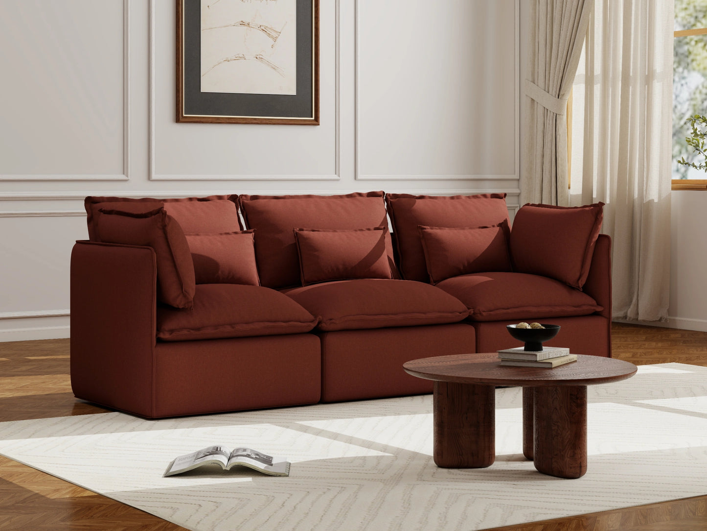 Lifely Modular 3 Seater Sofa - Rust