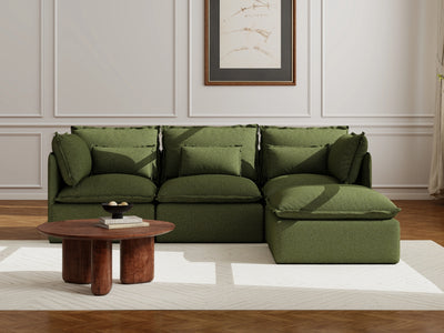 3 Seater / Sofa + Ottoman / Olive Green