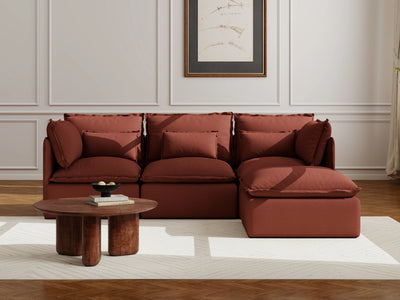 3 Seater / Sofa + Ottoman / Rust