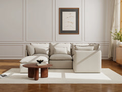4 Seater / Corner + Ottoman / Linen Beige