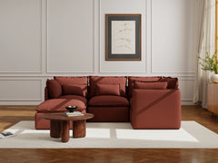 4 Seater / Corner + Ottoman / Rust