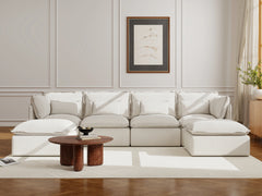 4 Seater / U-Sectional / White Boucle