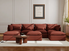 4 Seater / U-Sectional + Ottoman / Rust