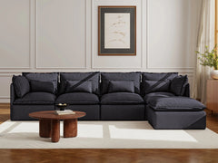 4 Seater / Sofa + Ottoman / Charcoal