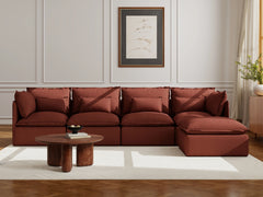 4 Seater / Sofa + Ottoman / Rust