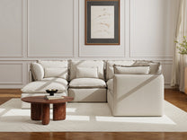 Lifely Modular 5 Seater Corner Ottoman - Linen Beige