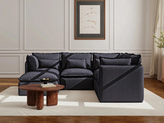 5 Seater / Corner + Ottoman / Charcoal