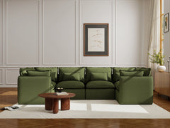 6 Seater / U-Sectional / Olive Green