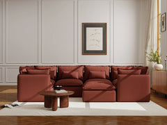 6 Seater / U-Sectional + Ottoman / Rust