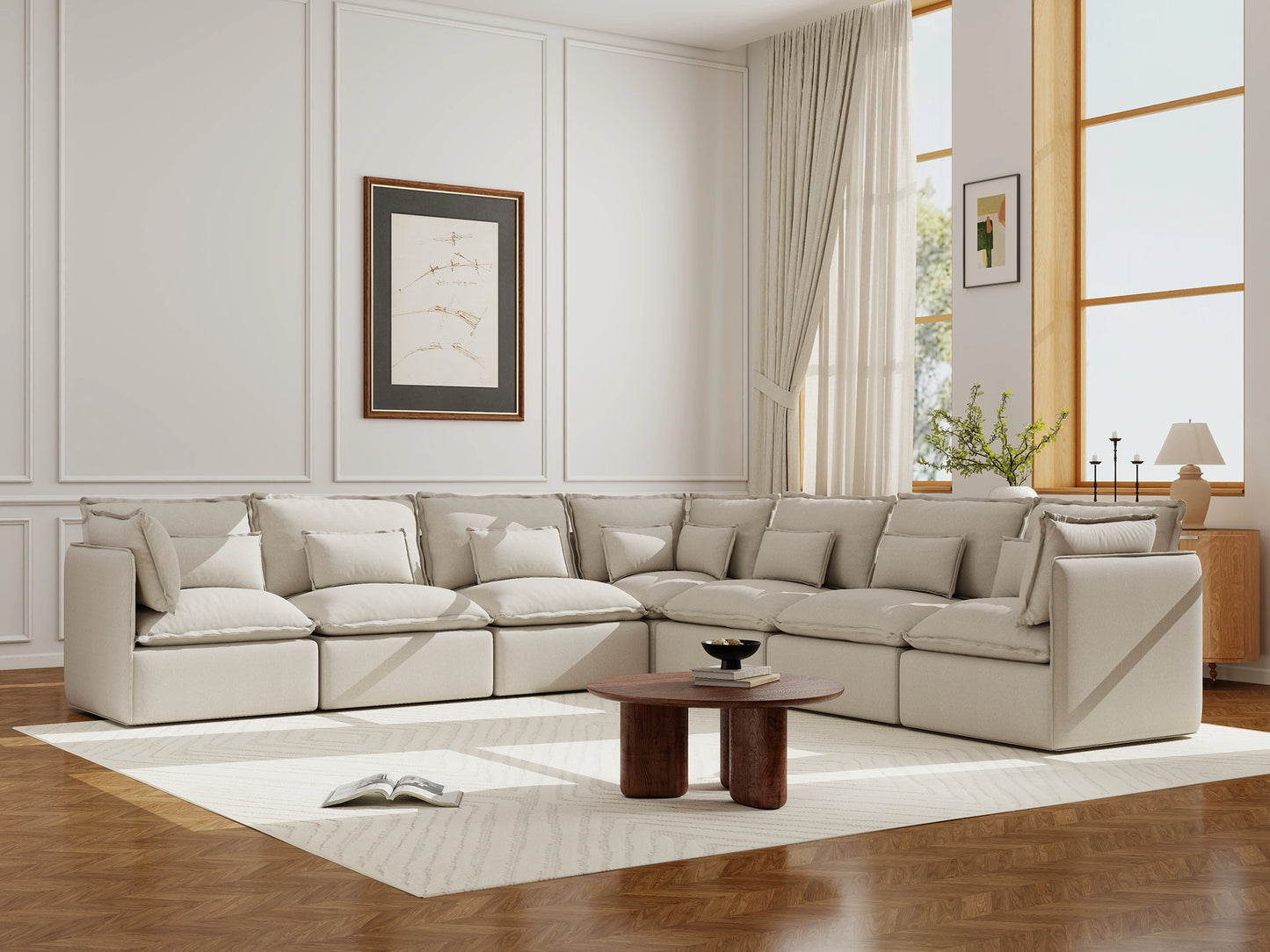 Lifely Modular 7 Seater Corner - Linen Beige