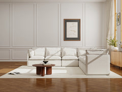 7 Seater / Corner / White Boucle