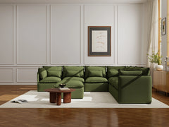 7 Seater / Corner + Ottoman / Olive Green