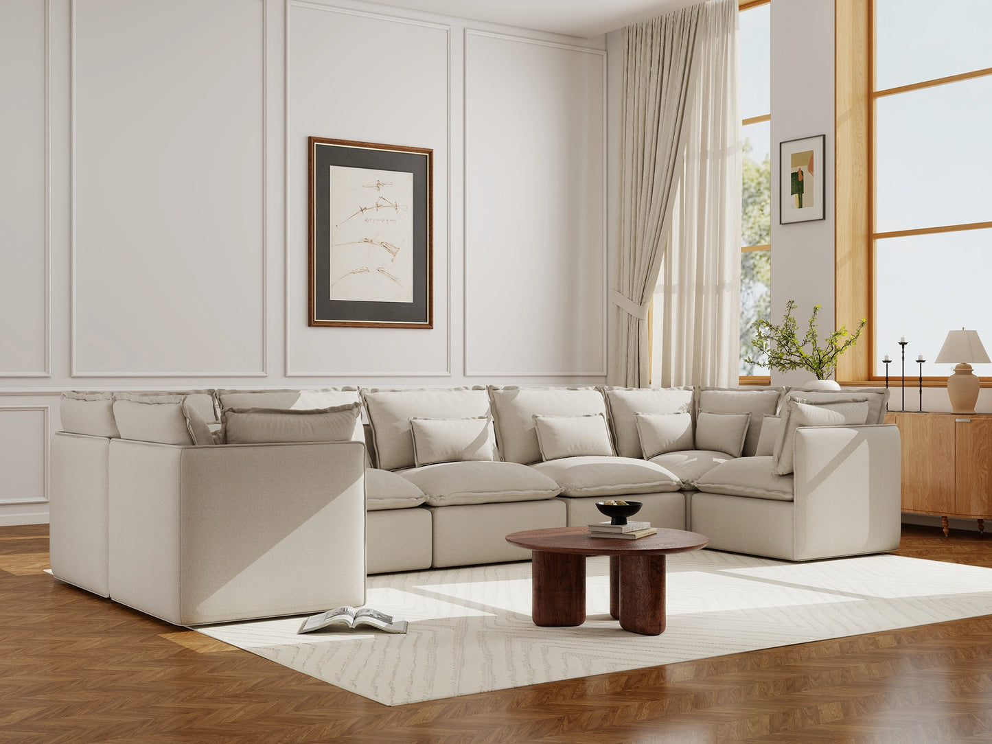 Lifely Modular 7 Seater U-Sectional - Linen Beige