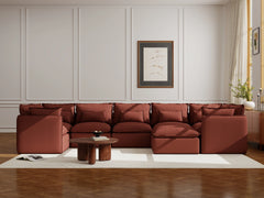7 Seater / U-Sectional + Ottoman / Rust