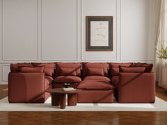 8 Seater / U-Sectional + Ottoman / Rust