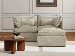 2 Seater / Sofa + Ottoman / Cream Piping