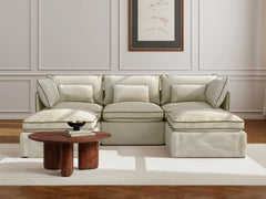 3 Seater / U-Sectional / Cream Piping