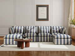 4 Seater / U-Sectional / Blue Stripes