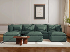 4 Seater / U-Sectional + Ottoman / Dark Green
