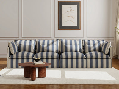 4 Seater / Sofa / Blue Stripes