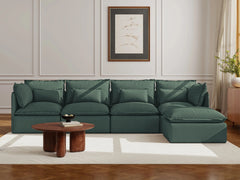 4 Seater / Sofa + Ottoman / Dark Green