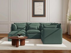 5 Seater / Corner + Ottoman / Dark Green