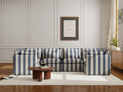 6 Seater / U-Sectional / Blue Stripes