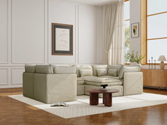 6 Seater / U-Sectional + Ottoman / Cream Piping