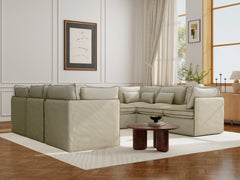 8 Seater / U-Sectional / Cream Piping