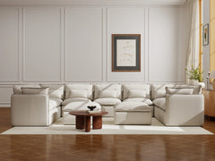 9 Seater / U-Sectional + Ottoman / Linen Beige