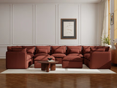 9 Seater / U-Sectional + Ottoman / Rust