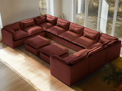 9 Seater / U-Sectional + Ottoman / Rust