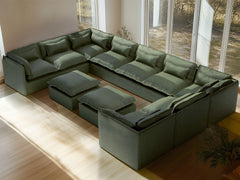 9 Seater / U-Sectional + Ottoman / Olive Green