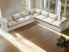 7 Seater / Corner / White Boucle