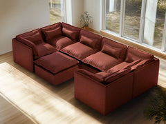 6 Seater / U-Sectional + Ottoman / Rust