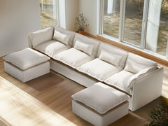 4 Seater / U-Sectional / White Boucle