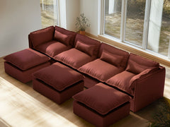 4 Seater / U-Sectional + Ottoman / Rust