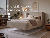 White Cocoon Bed Airflow Pad beneath the Cocoon Bed in a bedroom