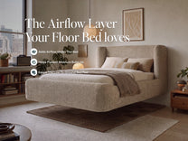 Brown Cocoon Bed Airflow Pad beneath the Cocoon Bed in a bedroom