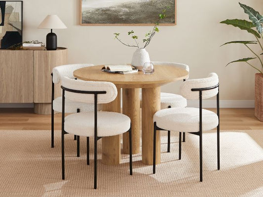 Rai Dining Table + 2 set of Amber Dining Chair White