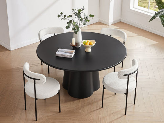 Sorrento Dining Table Black + 2/3 set Amber Chair White