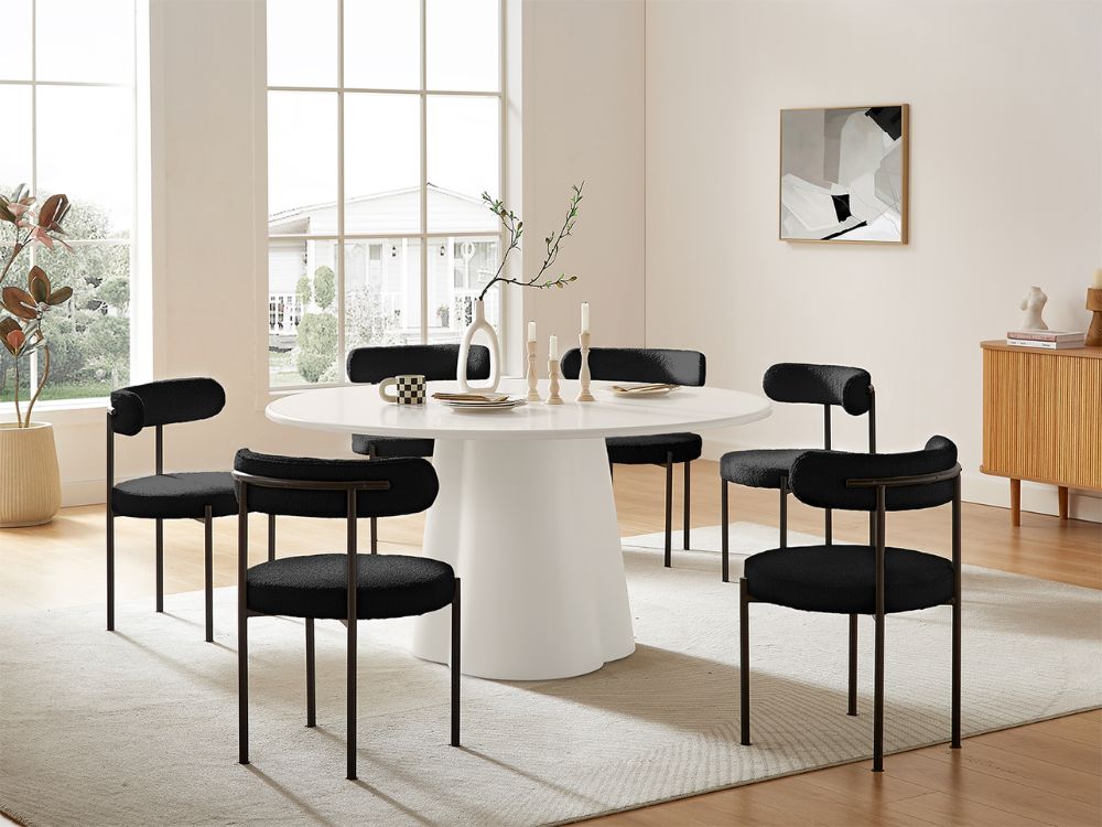 Sorrento Dining Table White + 3 set of Amber Chair Black