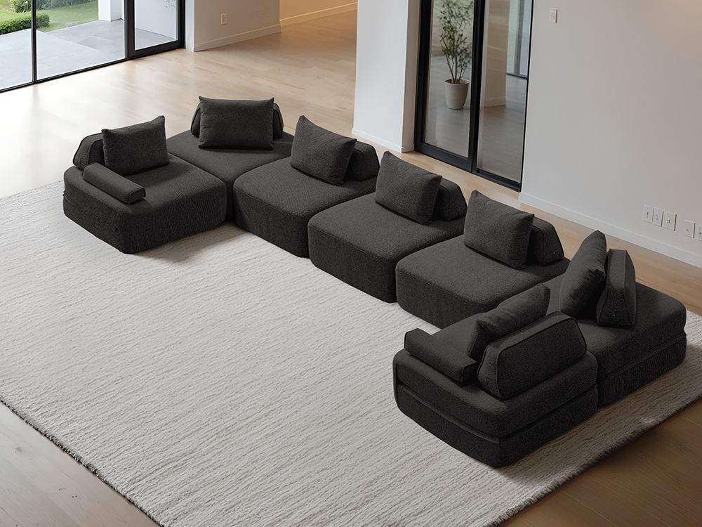 Cushie Modular 7-Seater U-Shaped Chaise (5.08m) - Charcoal